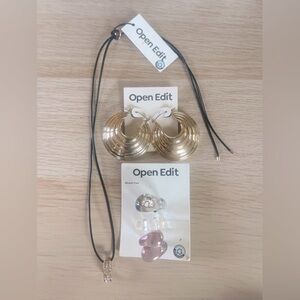 NWT OPEN EDIT Nordstrom Fashion Jewelry Bundle: Necklace, Earrings & 3 Rings $46